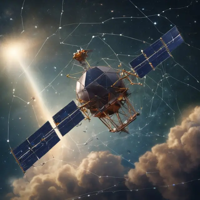 VSAT constellation forming stable connection to geostationary orbit, enhancing financial markets