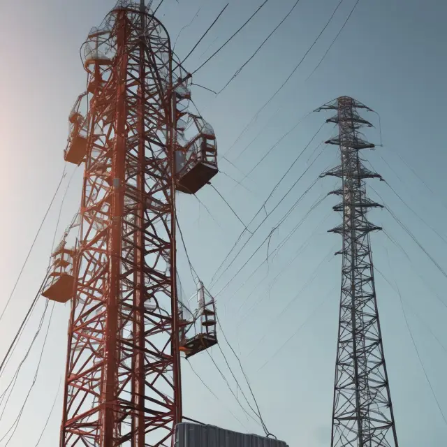 Image of a VSAT satellite dish emitting a bright beam, symbolizing connectivity and bridging the gap between finance and investment