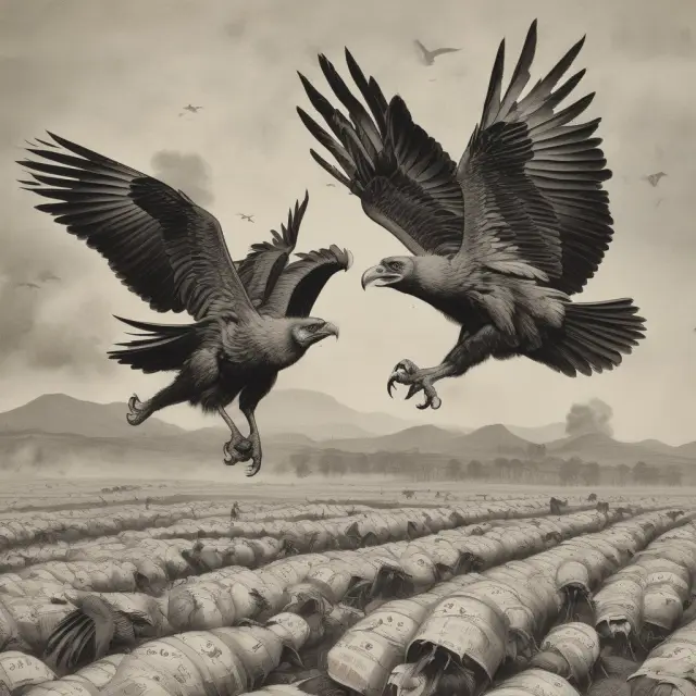 Vultures symbolize vulture funds circling over distressed Argentine debt in crisis