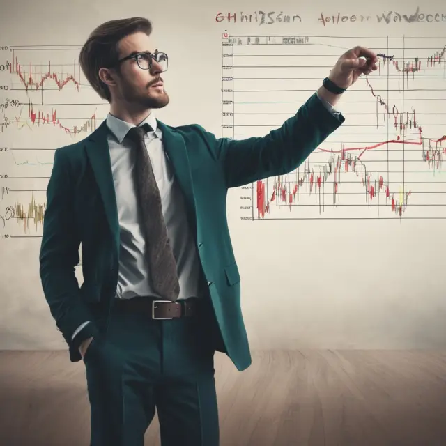 An investor navigating a turbulent sea of stock prices, guided by VWAP cross signals as they make informed decisions based on volume and price trends