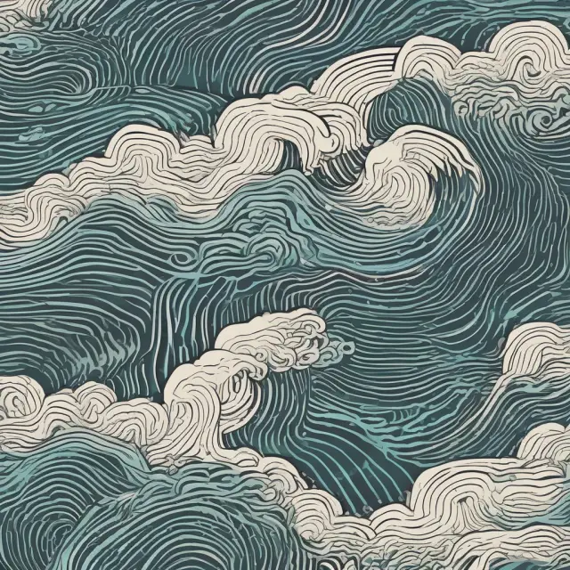 Visualization of VWAP as a flowing river, each wave representing a calculation, integrating price and volume