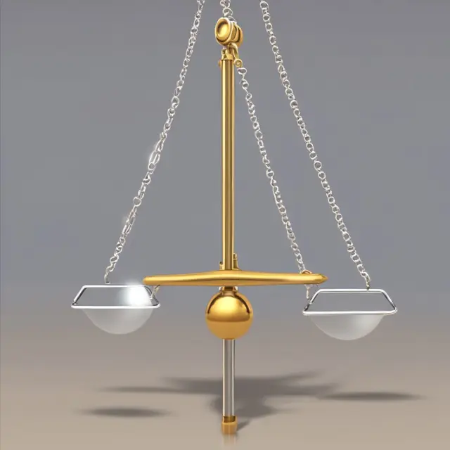 Golden scale represents VWAP, silver pendulum represents SMA; comparing the stability and weight of each indicator in trading.
