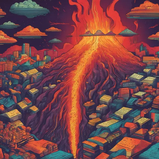 Image illustrating the Cboe Nasdaq Volatility Index (VXN) as a volcano with flowing lava representing tech sector volatility