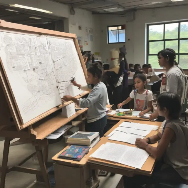 W.P. Carey Students crafting Individual Development Plans at a drawing board