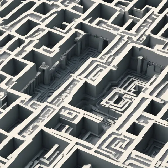 Labyrinth representing W-4 forms, filled with corrections and adjustments, for accurate tax withholding