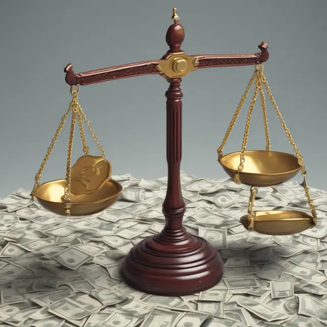 A set of scales balanced by financial structures showing how different companies
