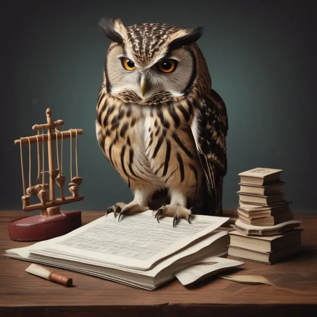 A wise owl sitting on a branch calculates net present value (NPV) by considering the weighted average cost of capital (WACC), feathers representing various financial metrics.
