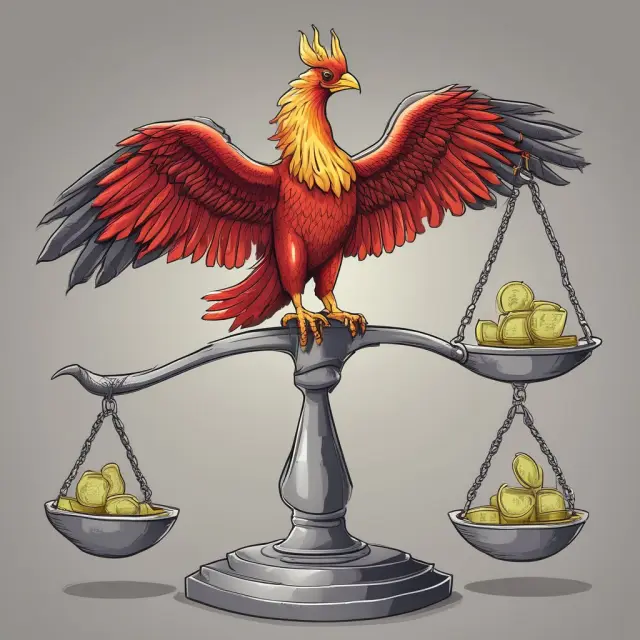 A balance of common stock, preferred stock, and retained earnings represented by a phoenix rising, illustrating growth in corporate finance.