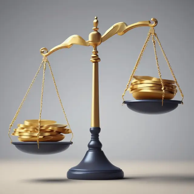 A set of scales with one pan holding a stack of gold bars representing WACE, while the other balances a pile of stock certificates illustrating the company