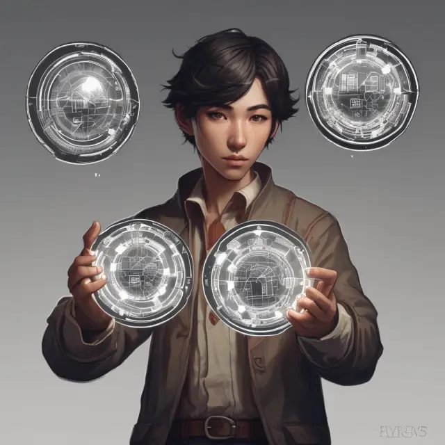 Time traveler holding orbs representing ROE, EVA, and WAI for comparison in financial evaluation