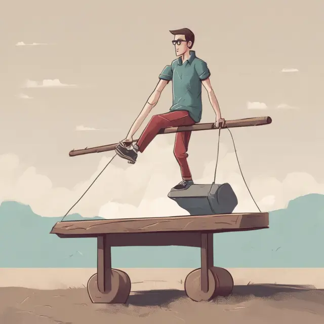 An endorser figure poised atop a seesaw weighs financial gains against potential perils, illustrating the uncertainties involved with waivers of demand