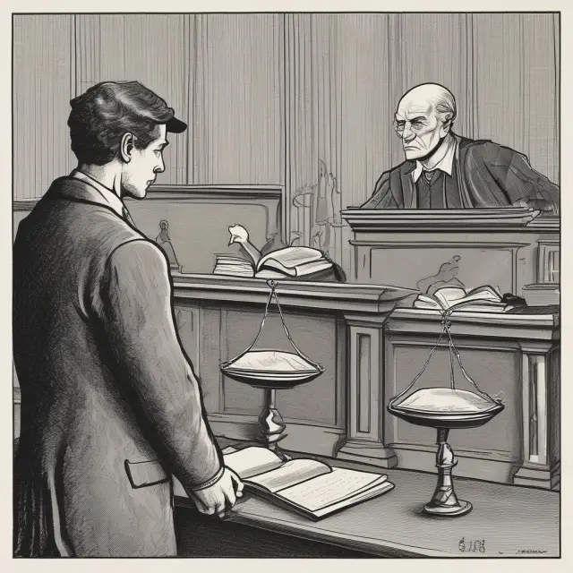 Person ponders waiving rights in probate proceedings as a judge balances the waiver on a scale