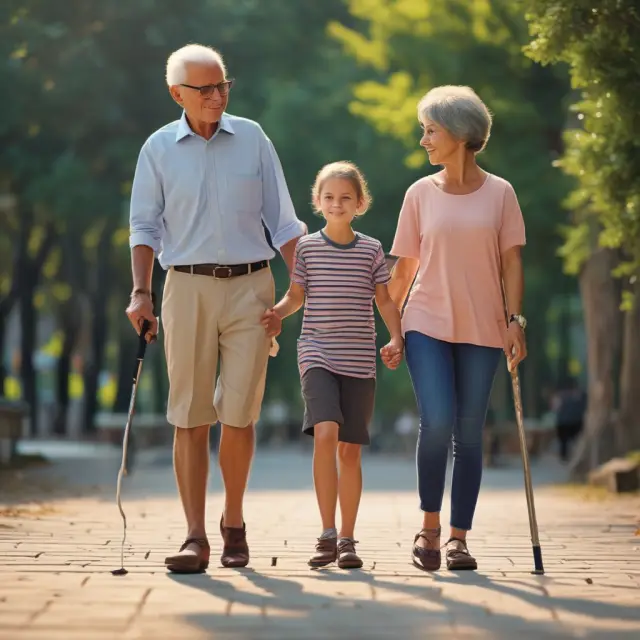 Grandparent hands an insurance policy and torch to their grandchild, symbolizing passing on financial security