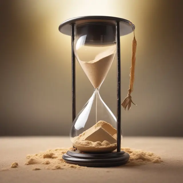 Aging hourglass signifies waiver expiration age. Child graduating caps represent payor beneficiaries.