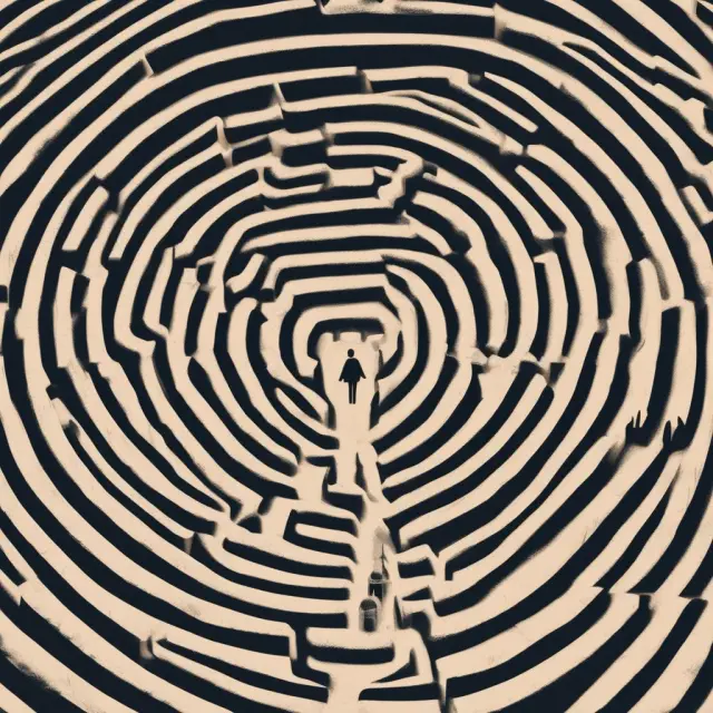 An individual travels through a labyrinth representing the underwriting process to obtain a waiver of premium rider for their life insurance policy