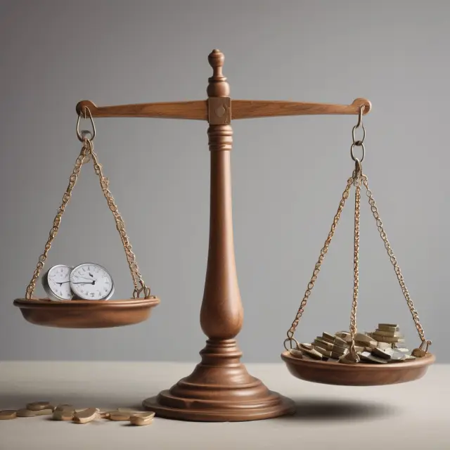A balance scale tilts towards an insurance claim, with a waiver of restoration premium on one pan and potential financial implications on the other