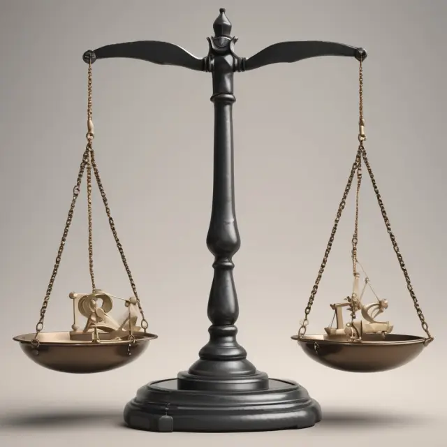 Balanced scale with insurance policies on either side, one labeled 