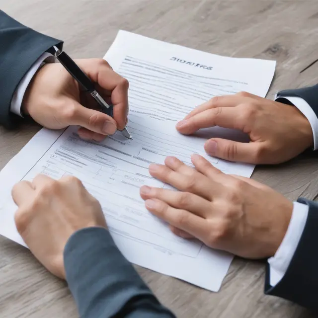 Two hands shaking over a waiver document - an agreement to waive subrogation in automobile insurance.