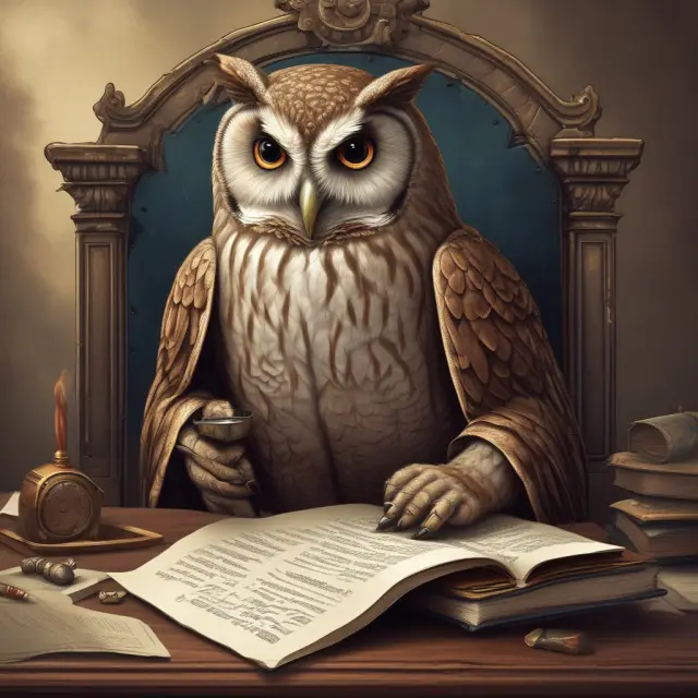 An owl of wisdom sits atop a stack of contracts, consulting a shield carrying the Waiver of Subrogation inscription