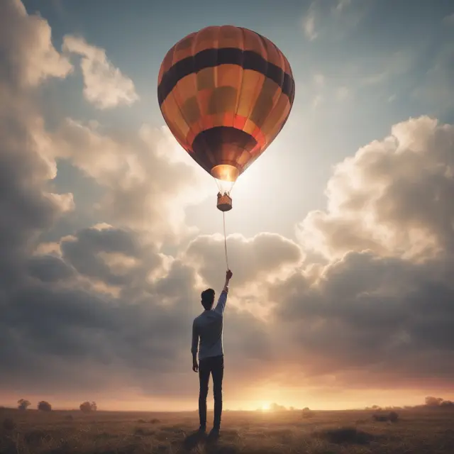 Person releases hot air balloon, signifying transfer of ownership & waiver of potential claims on tangible goods