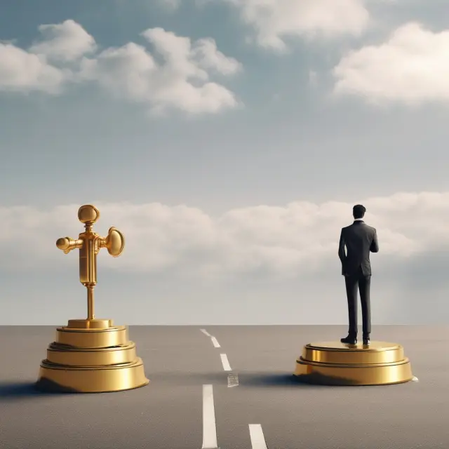 An investor contemplates return expectations, mileage considerations, and negotiation possibilities while weighing walk-away lease decisions on three golden scales
