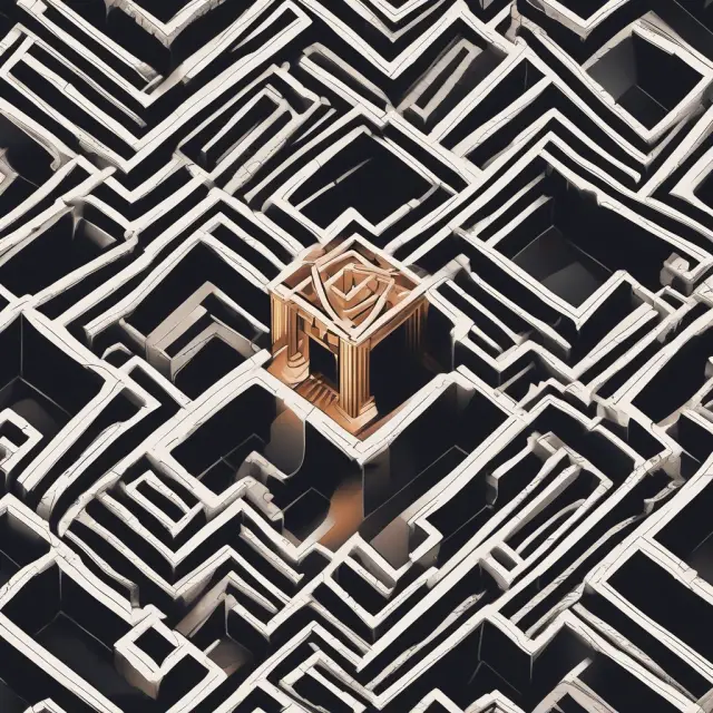 Auditor navigating a maze, assessing accounting transactions with control towers guiding the way