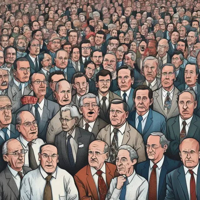 Market experts constructively debating their differing views on economic challenges, forming the