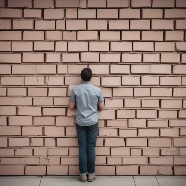 Person climbing a wall with solid bricks for genuine concerns and hollow bricks for false alarms