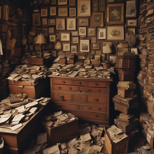 A vintage scene of room adorned by antique securities, representing the history and sentimental value of worthless stocks