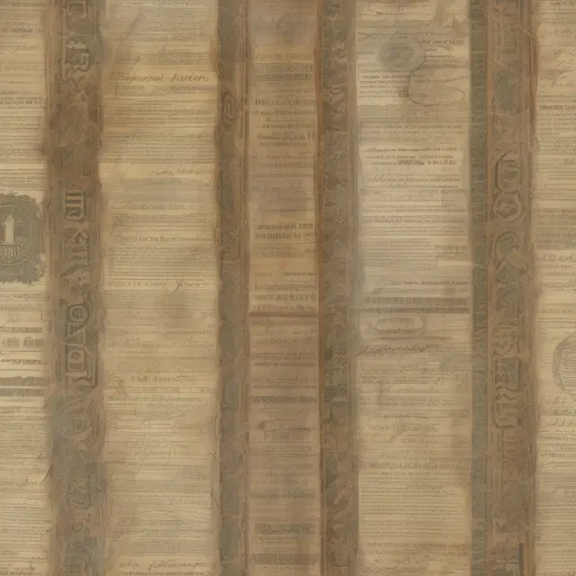Image of an old and faded wallpaper covered in worthless stock certificates, symbolizing the historical significance of worthless securities.