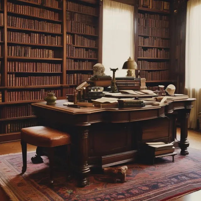 Collector with a vintage library backdrop holds worthless securities, symbolizing historical significance and personal value.