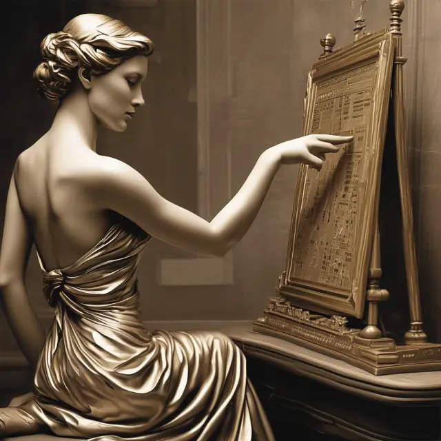 Golden stock ticker inspiring artists painting, representing the impact of Wall Street on movies, media, and art