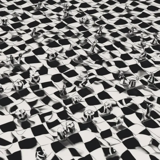 Walmart logos and local shop signs on a chessboard, symbolizing the competition between large retailers and small businesses in various markets