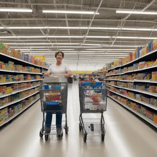 Image of a bustling Walmart store with customers shopping for affordable goods