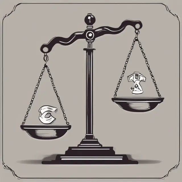 Two sets of scales balanced by economic symbols (money bags, graphs, and charts), symbolizing supply and demand equilibrium under Walras