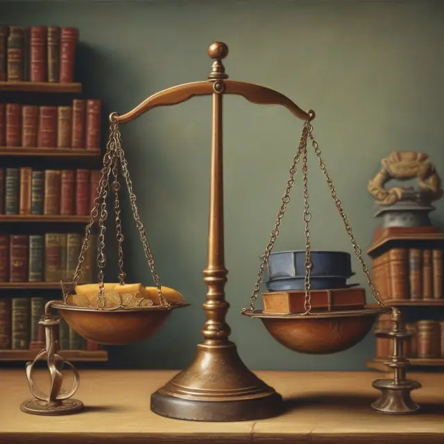 A pair of scales representing the economy, with one pan symbolizing supply and the other demand, finding balance according to Walras