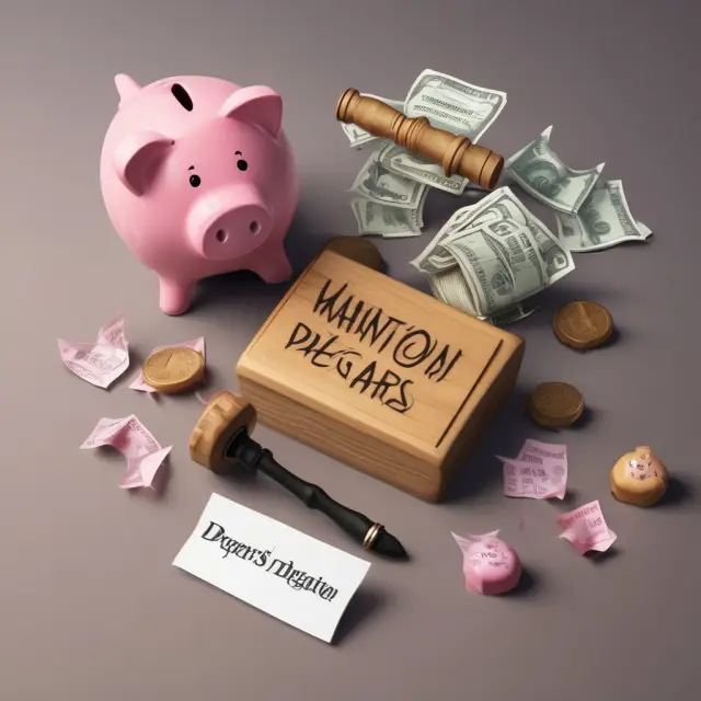 Judge symbolically shatters piggy bank labeled 