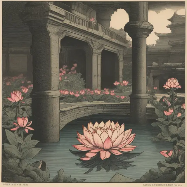 A government forging a blooming lotus in a wartime furnace, symbolizing the creation of war bonds that mature with higher face value