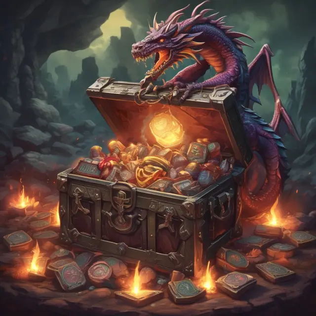 An image of a gold dragon guarding a massive hoard of precious gems and coins, representing the power and potential of a company war chest