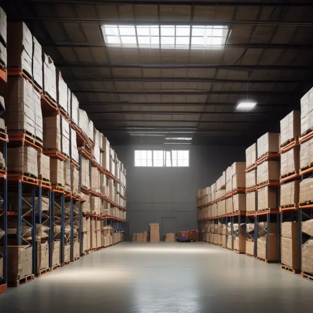 A warehouse is depicted with a safety net of bonds forming a protective barrier around it, emphasizing the role of bonding requirements in safeguarding clients