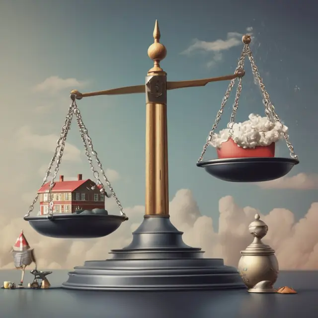 Image: A balance scale symbolizing warehouse bond agreement with client protection during Acts of God.