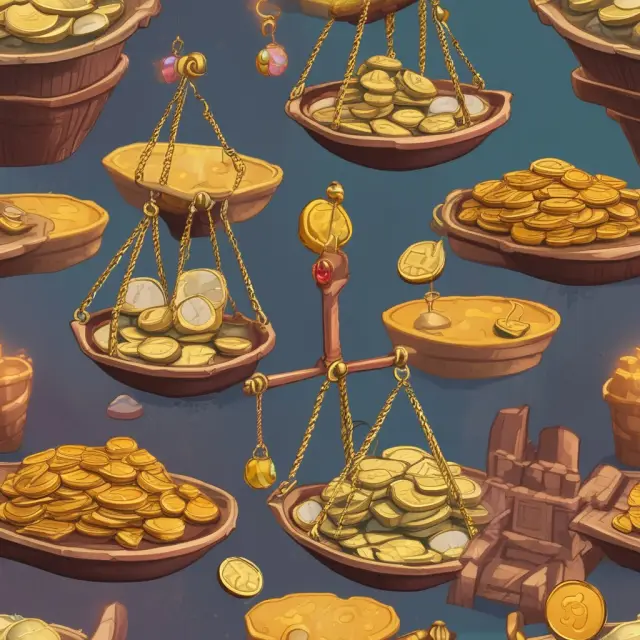 Scales represent wealth, with inventory tokens interchangeably symbolizing warehouse financing (borrower retains ownership) and lending (lender owns inventory)