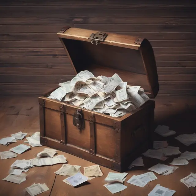 Chest filled with warehouse receipts for various commodities, emphasizing the protection offered by futures contracts in managing price risks