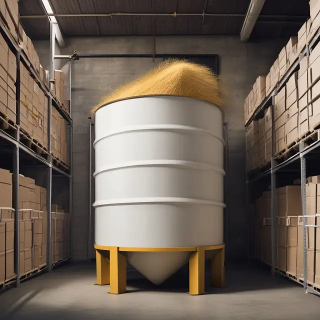 Golden silo displaying warehouse receipt confirming approved commodity storage and meeting required quality standards.