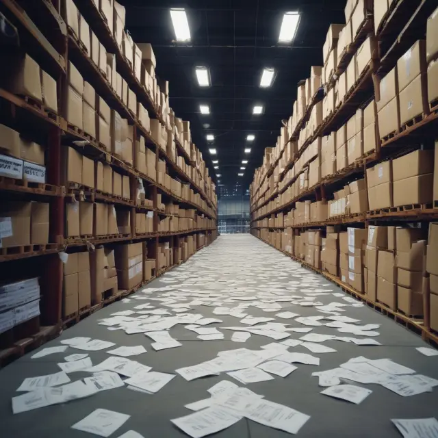 A warehouse receipt drifting among an ocean of futures contracts, symbolizing ownership and proof in the dynamic futures market