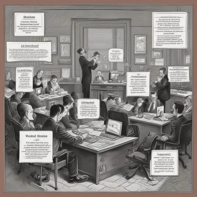 Fitch rating agents meticulously assigning numerical factors to a cascade of credit ratings, signifying risk levels and their associated probabilities.