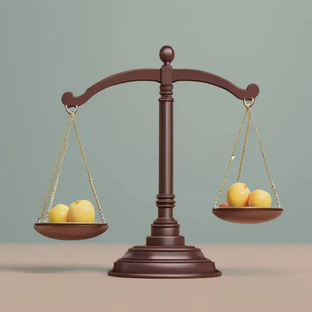 Scale displaying rating factors determining the balance of a portfolio