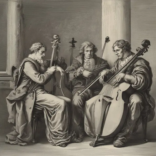 Three musical notes symbolizing Fitch, Moody