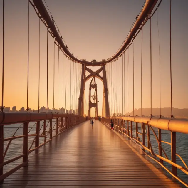 Golden bridge connecting two figures representing prospects with a warm caller, signifying successful connection and potential conversion