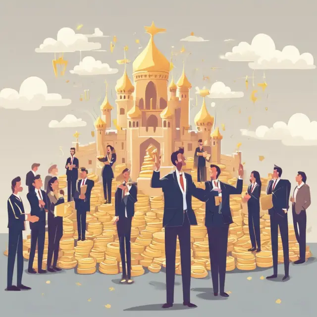 Manager handing out golden keys to employees in a secure financial castle setting, symbolizing the importance of issuing and managing warm cards for business security